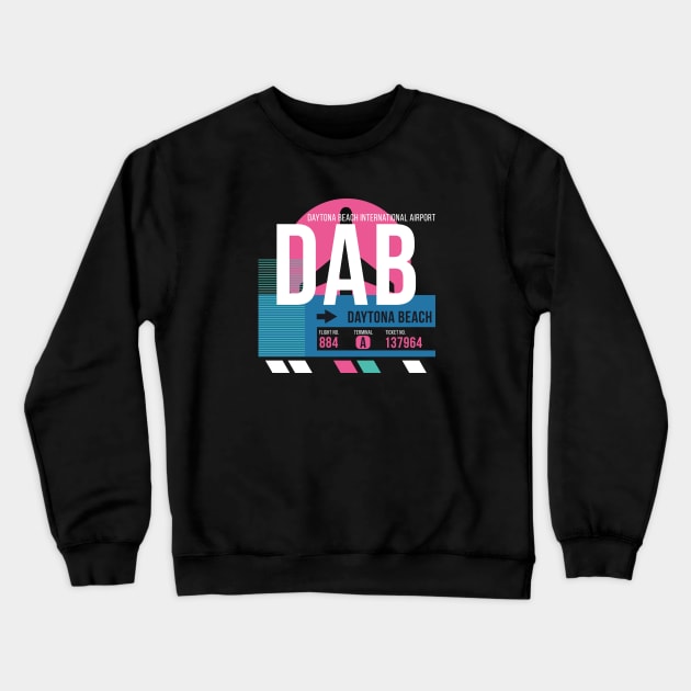 Daytona Beach (DAB) Airport // Sunset Baggage Tag Crewneck Sweatshirt by Now Boarding